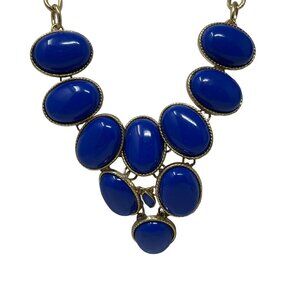 Blue Bubble Necklace Bib Statement Fashion Choker Collar Gold Tone‎
